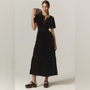 Anthropologie The Somerset Maxi Dress Velvet Edition Extra Large